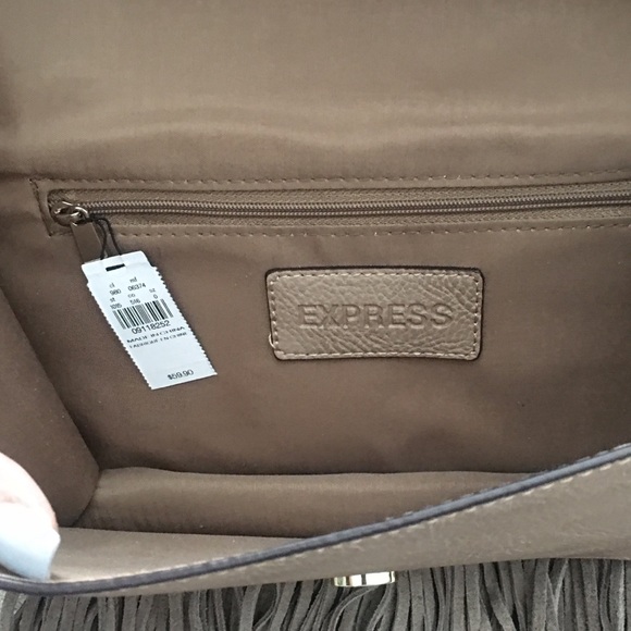 Nude Taupe Express Clutch purse w/ long tassels - Picture 3 of 4